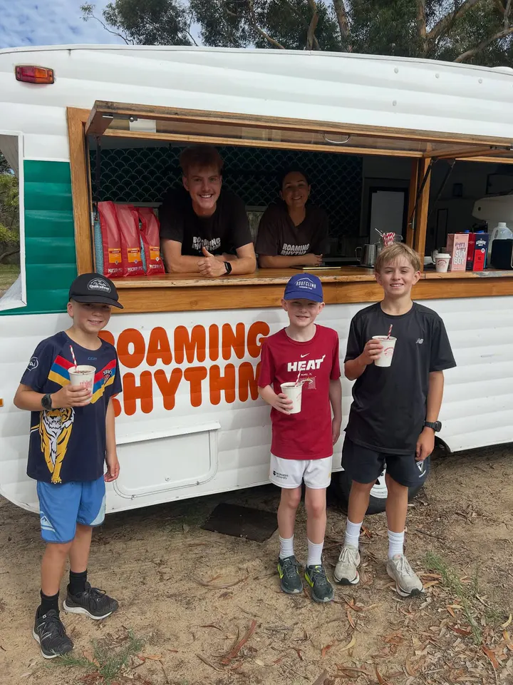 Roaming Rhythm coffee caravan serving customers